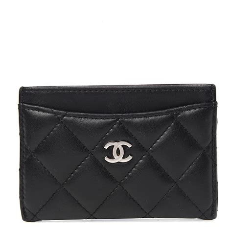 CHANEL Lambskin Quilted Card Holder Black 